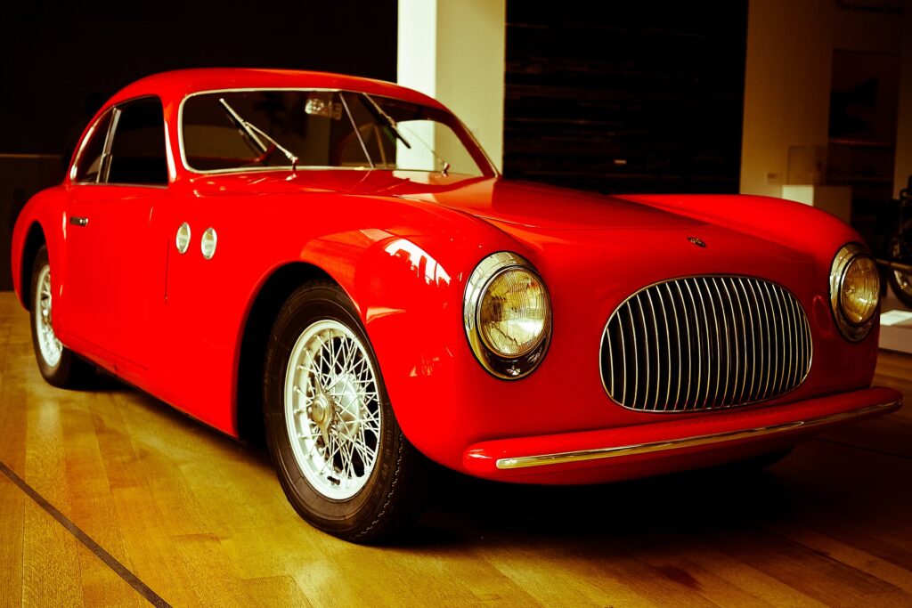 Pinin Farina's Cisitalia 202 at the Museum of Modern Art in New York, where it is displayed as a work of art.
