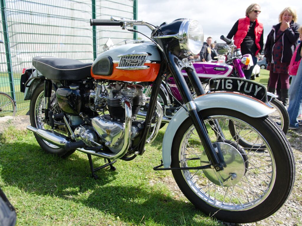 An early Bonneville with its characteristic two-tone tank.