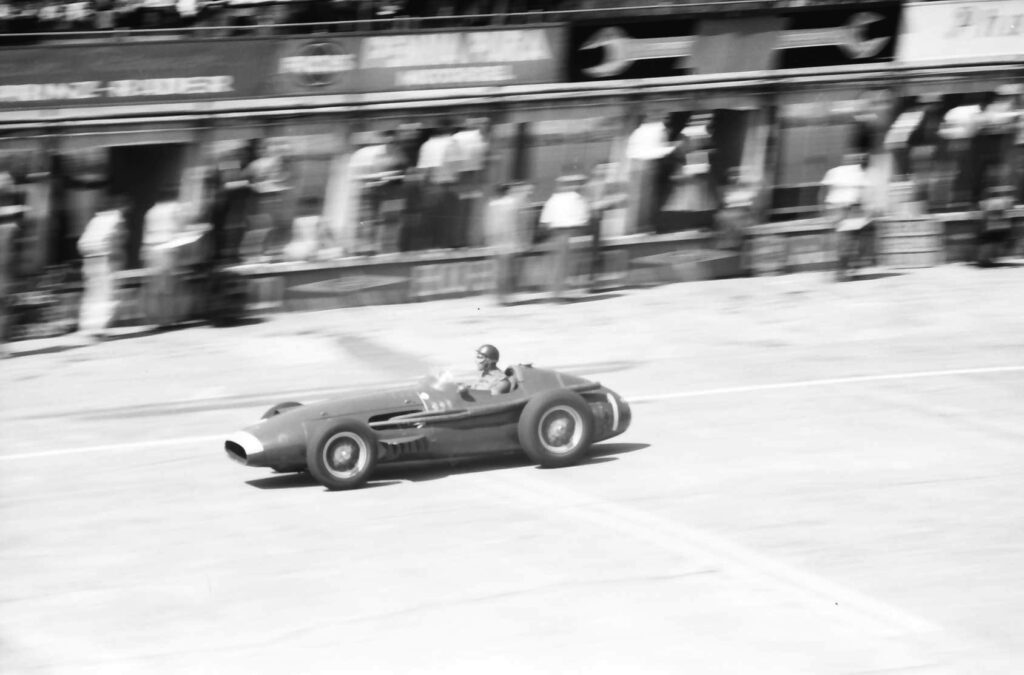 Fangio in the Maserati 250F at the Nürburgring in 1957, the year of his fifth title and his greatest race.
