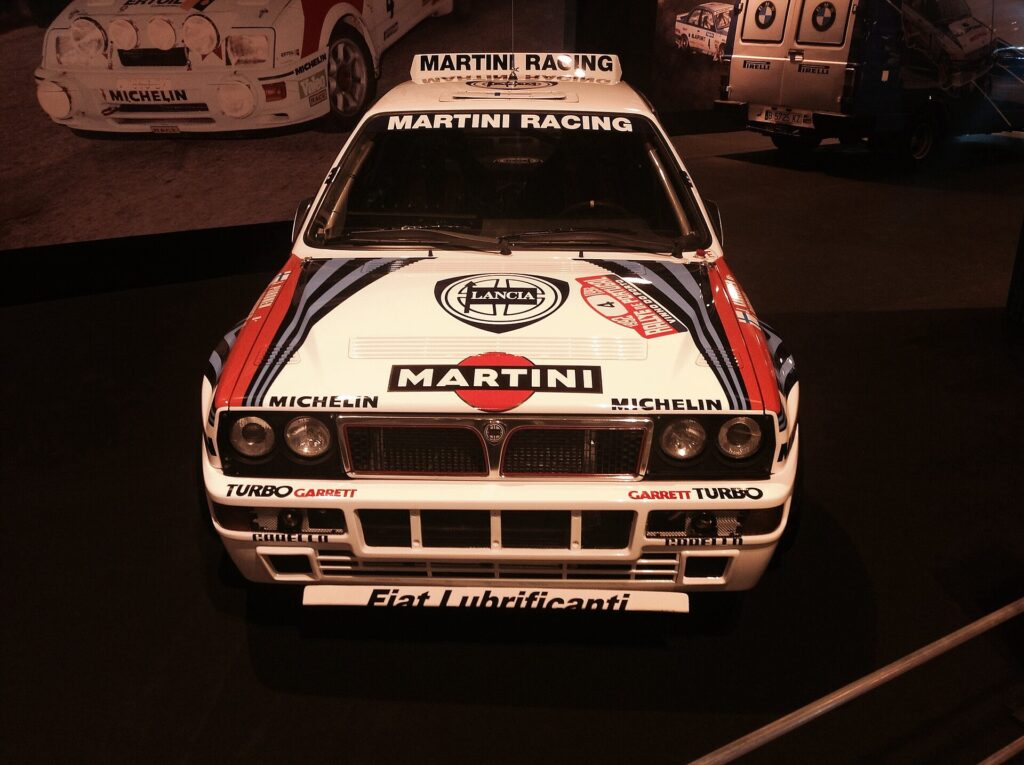 A Delta Integrale in the legendary Martini colours, in a museum.